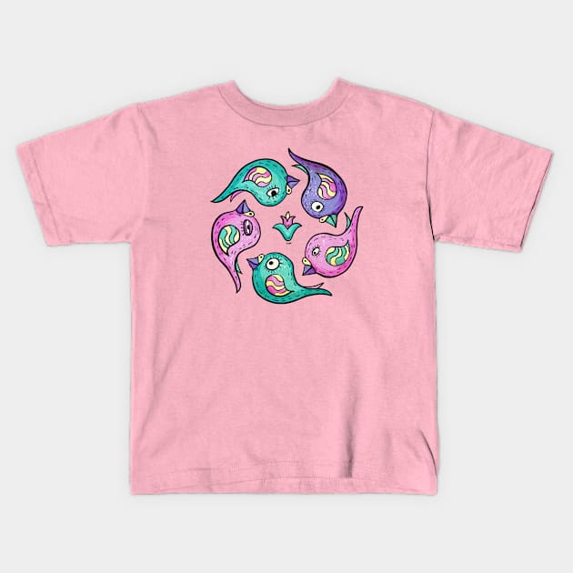 Circle of Birds Kids T-Shirt by Hoda Hefzy 